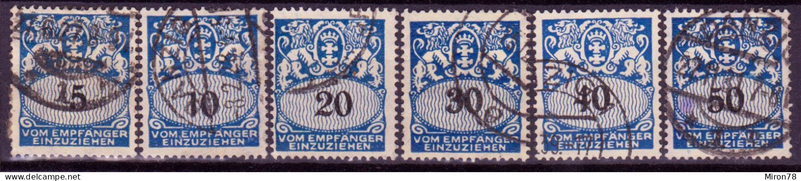 Stamps Danzig 1923-28 POSTAGE DUE STAMPS USED Lot14 - Segnatasse