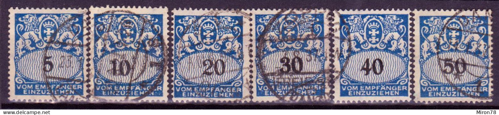 Stamps Danzig 1923-28 POSTAGE DUE STAMPS USED Lot15 - Strafport