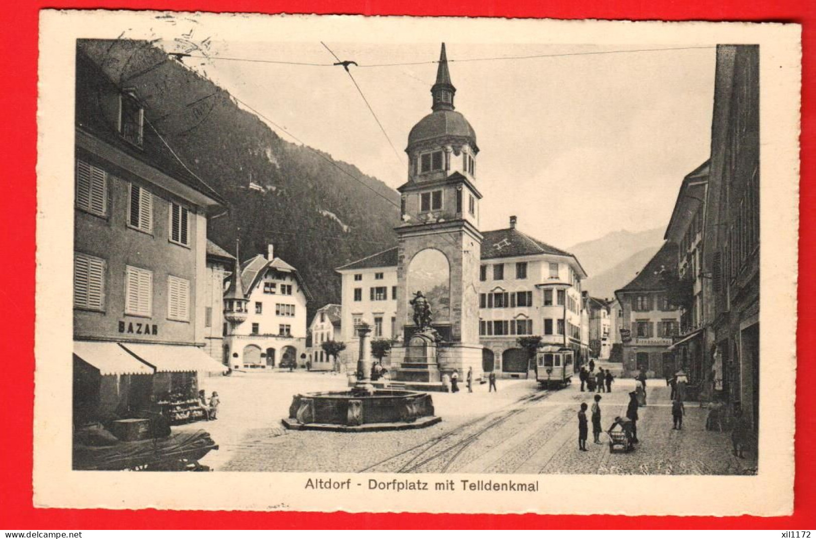 ZXR-07  Altdorf Dorfplatz. Tramway. BELEBT. Gelaufen 1914 Photoglob - Altdorf