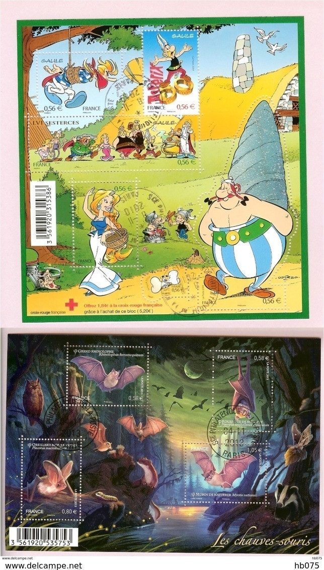 HB-P 180 FRANCE 2 Blocs Feuillets N° F4425 (Astérix) Et 4739 (chauves-souris) à 10% De La Cote ! - Oblitérés