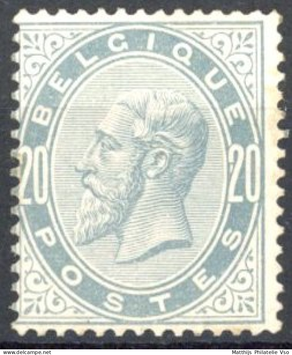 [** SUP] N° 39, 20c Gris Perle - Fraîcheur Postale - Cote: 1200€ - 1869-1883 Leopold II
