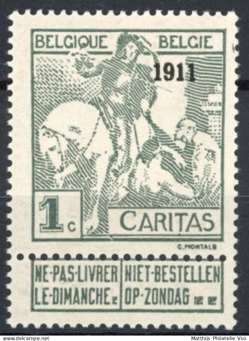 [** SUP] N° 92, 1c+1c Gris - Fraîcheur Postale - Cote: 155€ - 1910-1911 Caritas