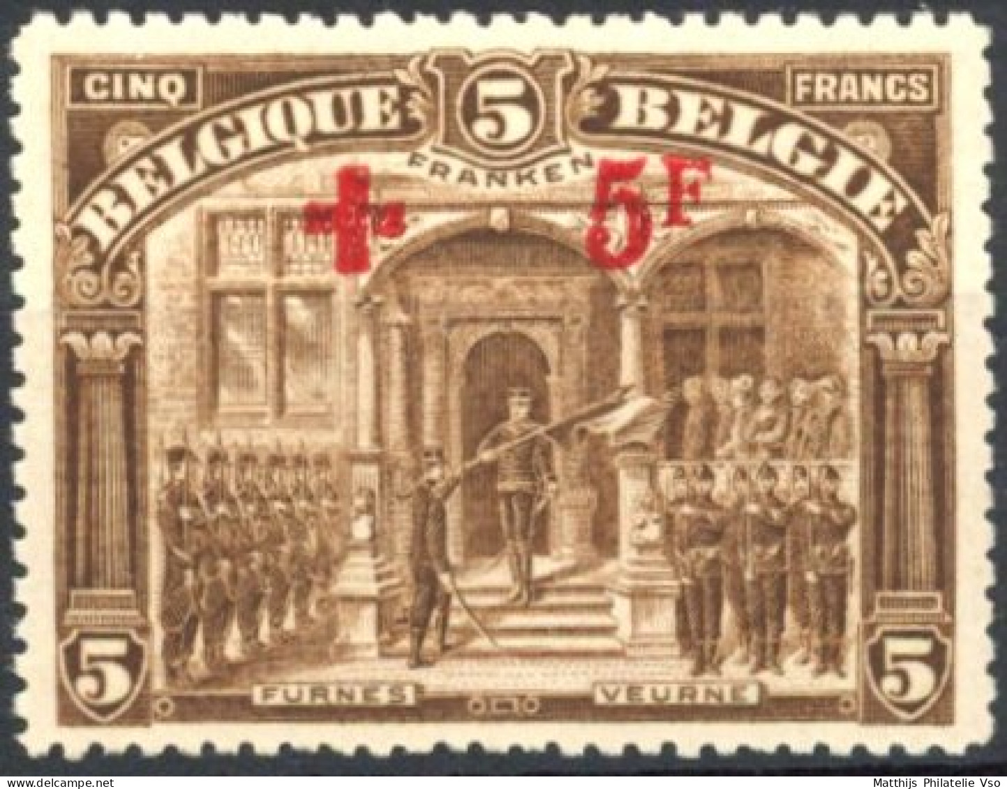 [** SUP] N° 162, 5F+5F Brun, Bon Centrage - Fraîcheur Postale - Cote: 1125€ - 1914-1915 Croix-Rouge