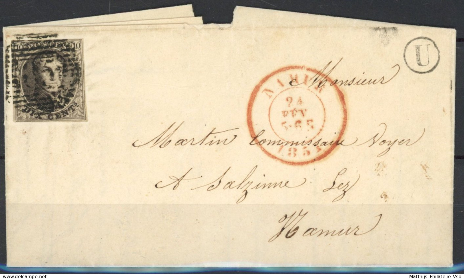 [Lettre TB] N° 3 Sur Lettre 'P85' De Namur Le 23 Février 1851 Boîte Rurale (U) De Gelbrsée Vers Namur - 1849-1850 Medaglioni (3/5)
