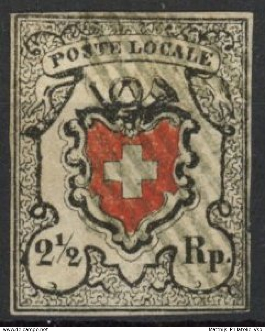 [O TB] N° 16, 2,5r Noir Et Rouge, Obl Légère - Margé - Cote: 1700€ - Usati