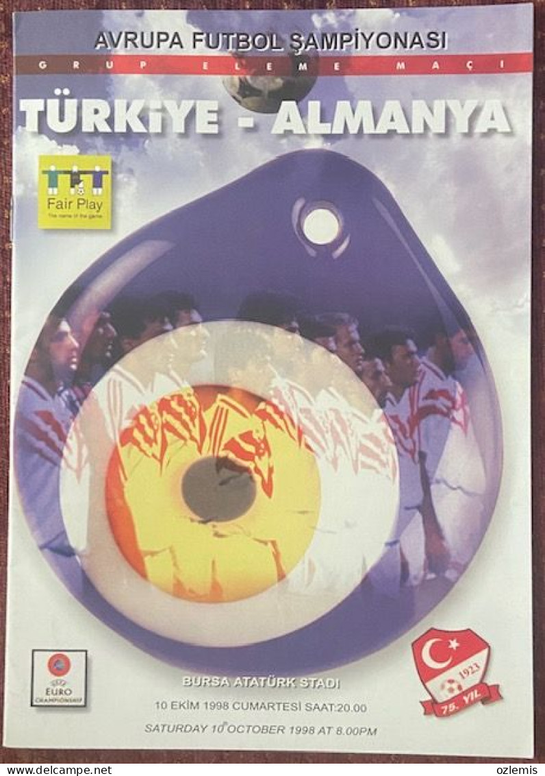 TURKEY - GERMANY ,EUROPA CUP  ,MATCH , SCHEDULE ,1998 - Eintrittskarten