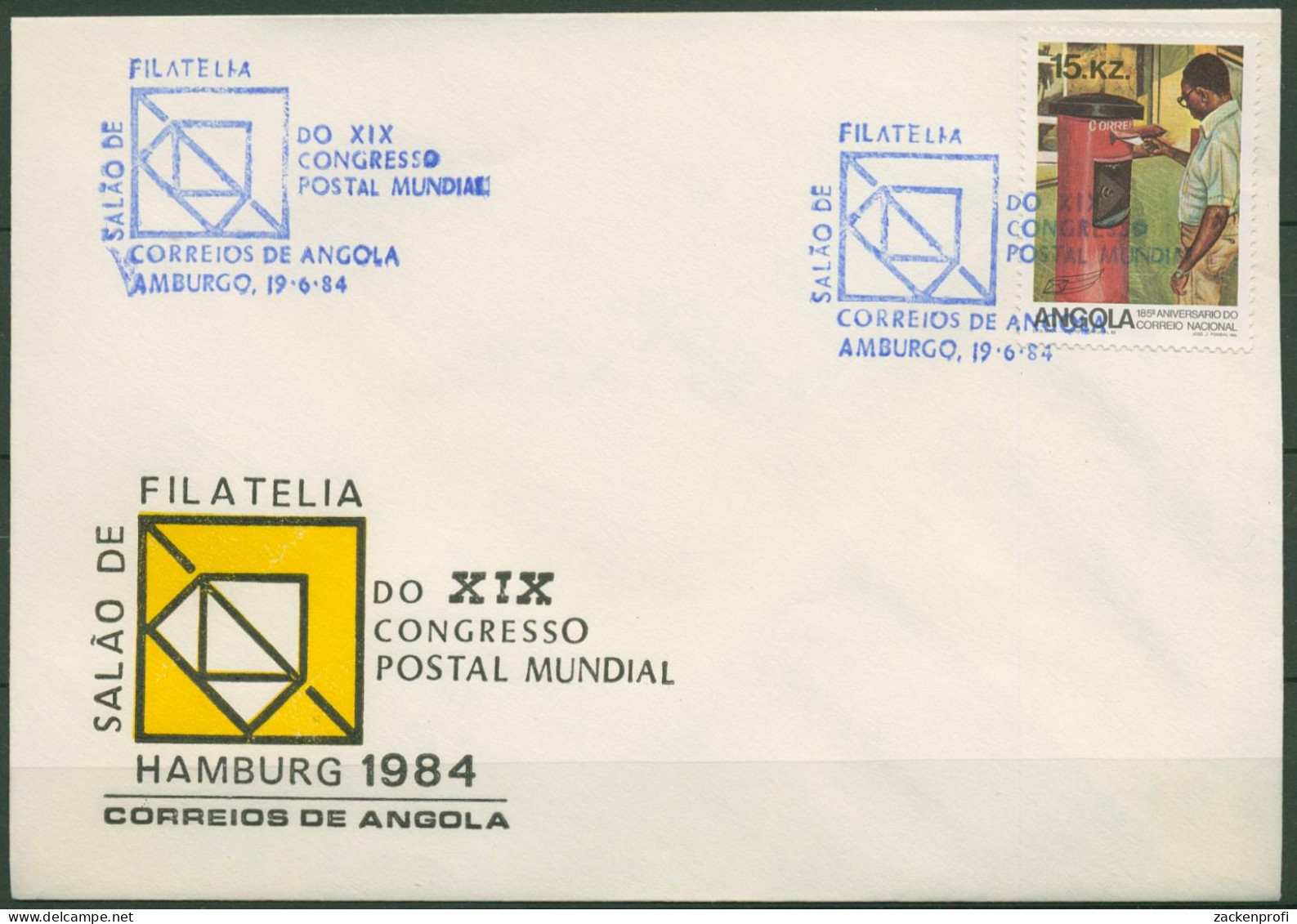 Angola 1983 Philatelistenkongress Hamburg'84 Briefkasten 689 Auf Brief (X60975) - Angola