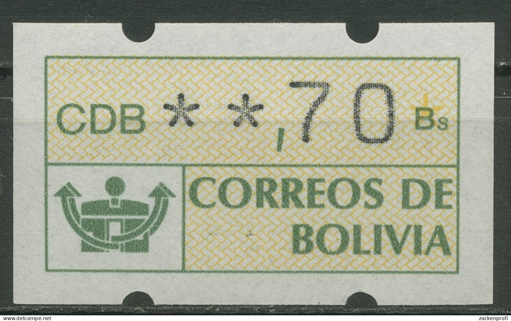 Bolivien 1989 Automatenmarke Postemblem Einzelwert ATM 1 Mit Nr. Postfrisch - Bolivie