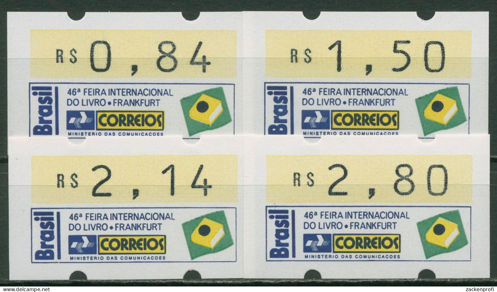 Brasilien 1994 Automatenmarken Satz 0,84/1,50/2,14/2,80 ATM 6 S1 Postfrisch - Frankeervignetten (Frama)