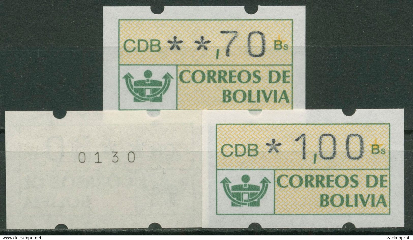 Bolivien 1989 Automatenmarken Postemblem Satz ATM 1 S1 Mit Nr. Postfrisch - Bolivie