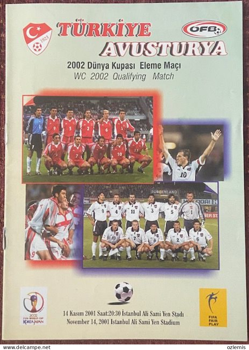 TURKEY - AUSTRIA ,EUROPA CUP  ,MATCH , SCHEDULE ,2001 - Eintrittskarten