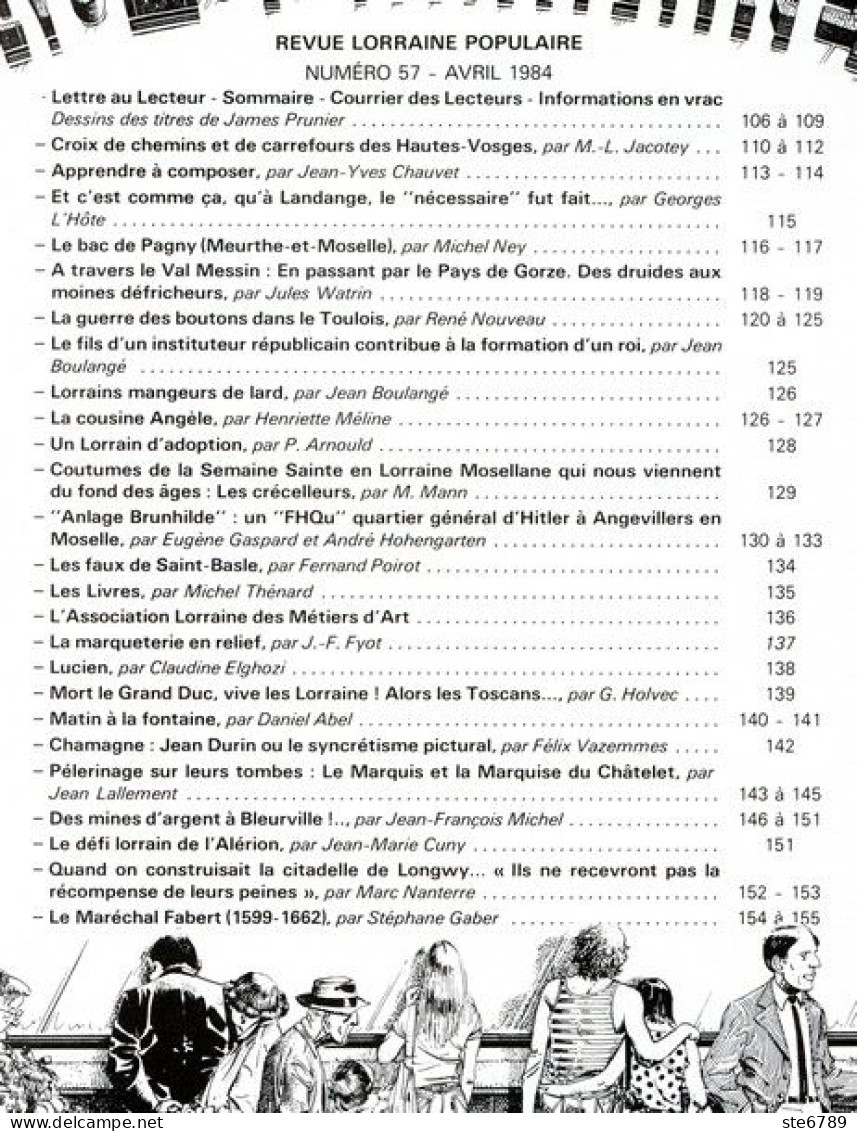 LA REVUE LORRAINE POPULAIRE N° 57 1984 Croix Chemin Vosges , Bac Pagny , Anlage Brunhilde Angevillers , Mines Bleurville - Lorraine - Vosges