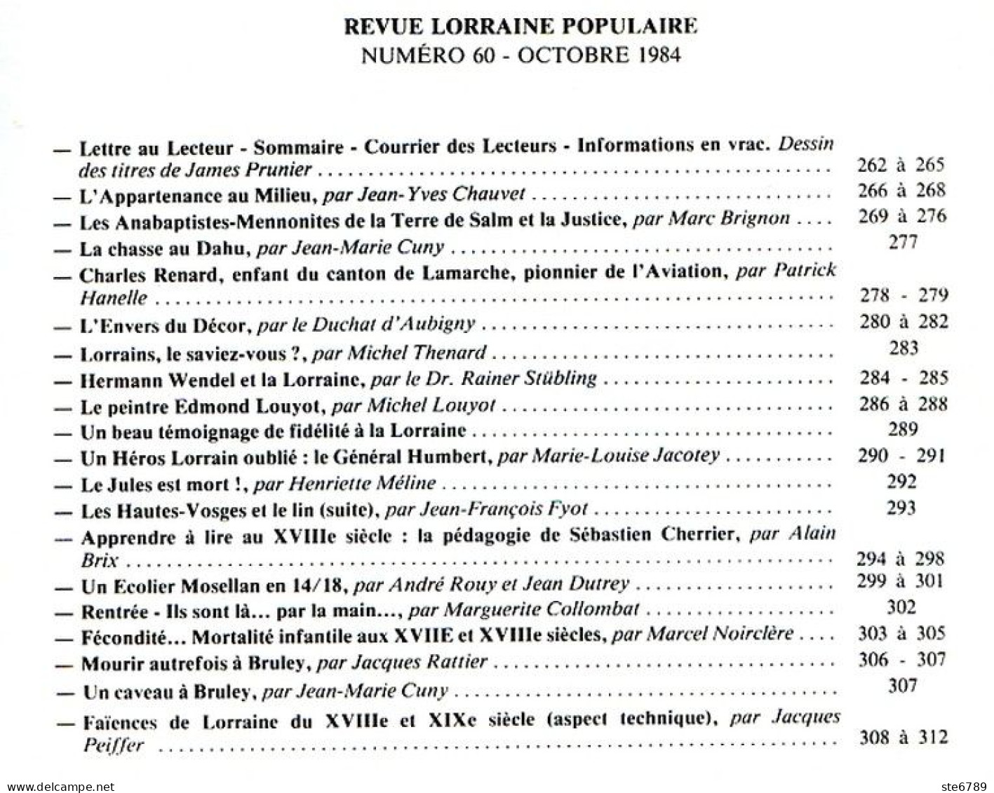 LA REVUE LORRAINE POPULAIRE N° 60 1984 Faïences , Bruley , Général Humbert , Htes Vosges Et Le Lin , Chales Renard Aviat - Lorraine - Vosges
