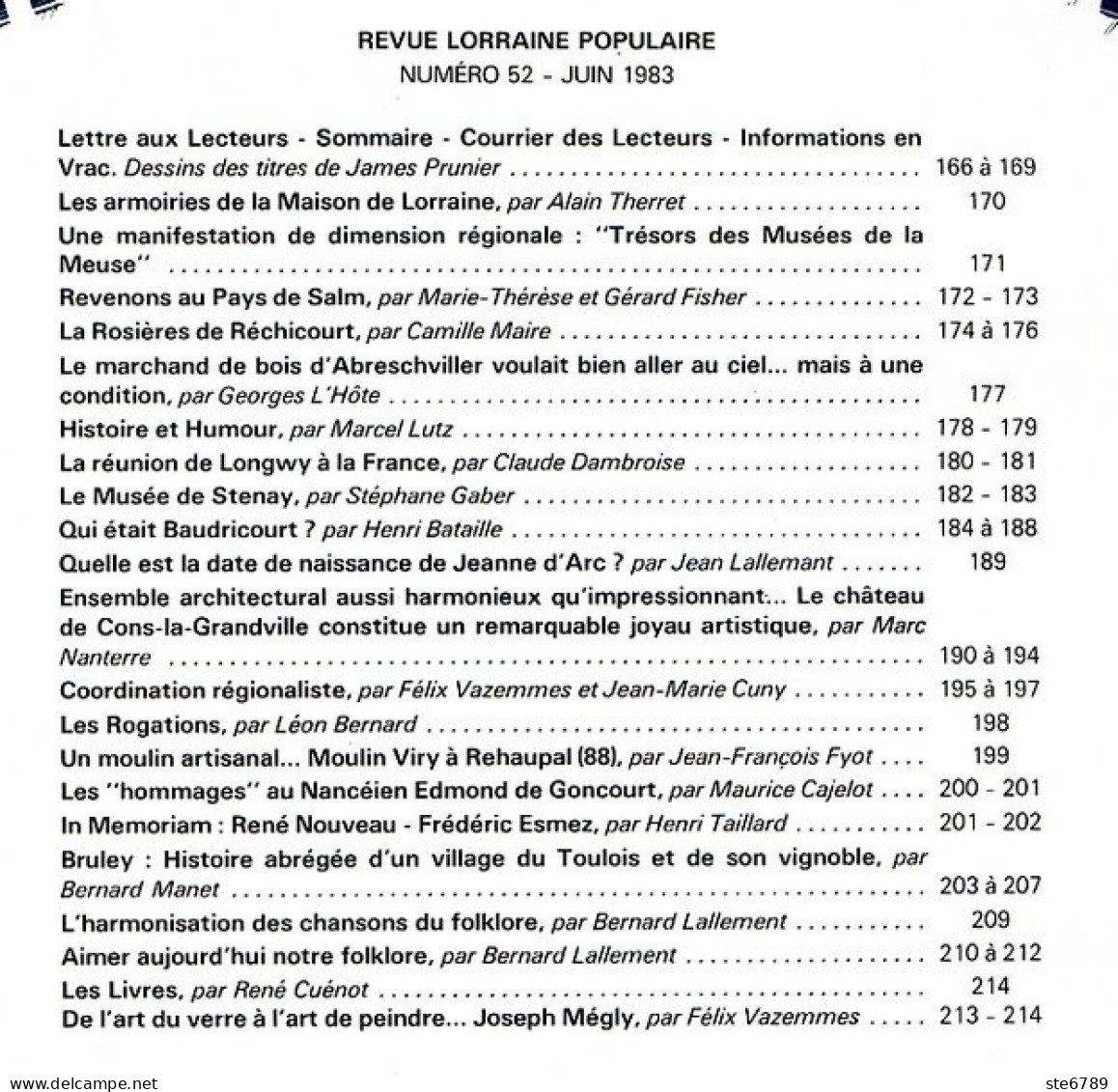 LA REVUE LORRAINE POPULAIRE N° 52 1983 Bruley , Rehaupal , Cons La Grandville , Réchicourt , Musée Stenay - Lorraine - Vosges
