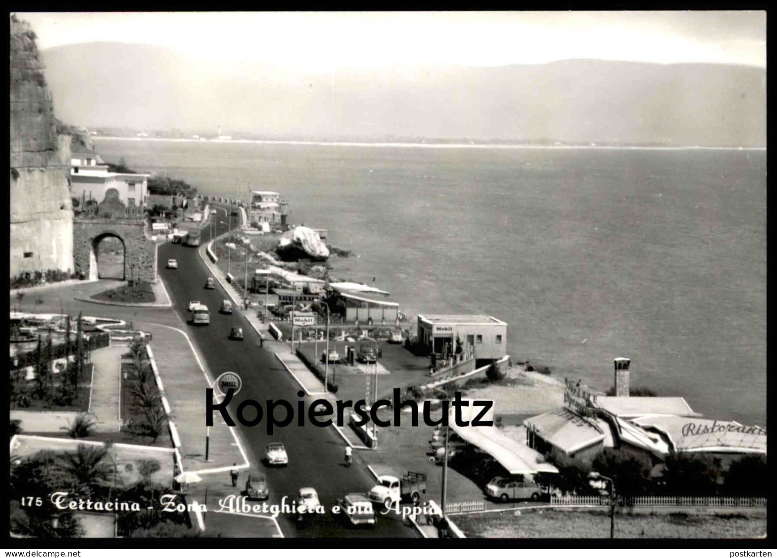 ALTE POSTKARTE TERRACINA ZONA ALBERGHIERA E VIA APPIA SHELL TANKSTELLE FILLING STATION STAZIONE DI SERVIZIO Italy Italia - Places & Squares