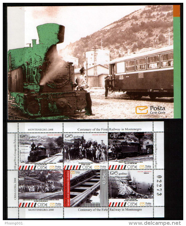 Montenegro 2008 100 Years Anniversary Railway Locomotive Trains Transportation, Booklet MNH - Montenegro