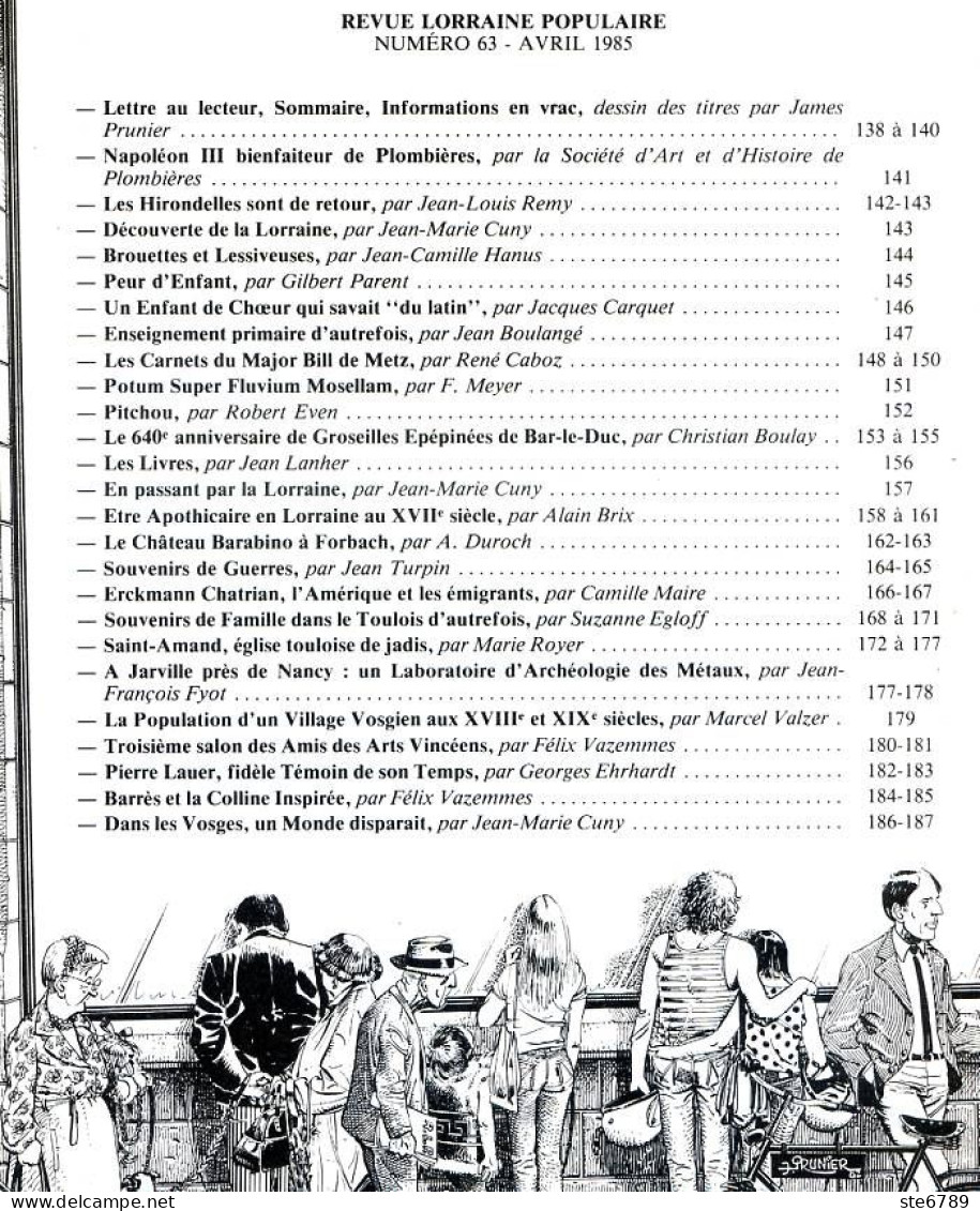 LA REVUE LORRAINE POPULAIRE N° 63 1985 Napoleon Plombieres , Apothicaire , Toulois , Forbach , Bar Le Duc Groseilles - Lorraine - Vosges