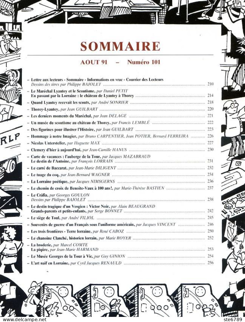 LA REVUE LORRAINE POPULAIRE N° 101 1991 Marechal Lyautey Scouts Thorey , Figurines Histoire , Clemery , Siege Toul , 3 F - Lorraine - Vosges