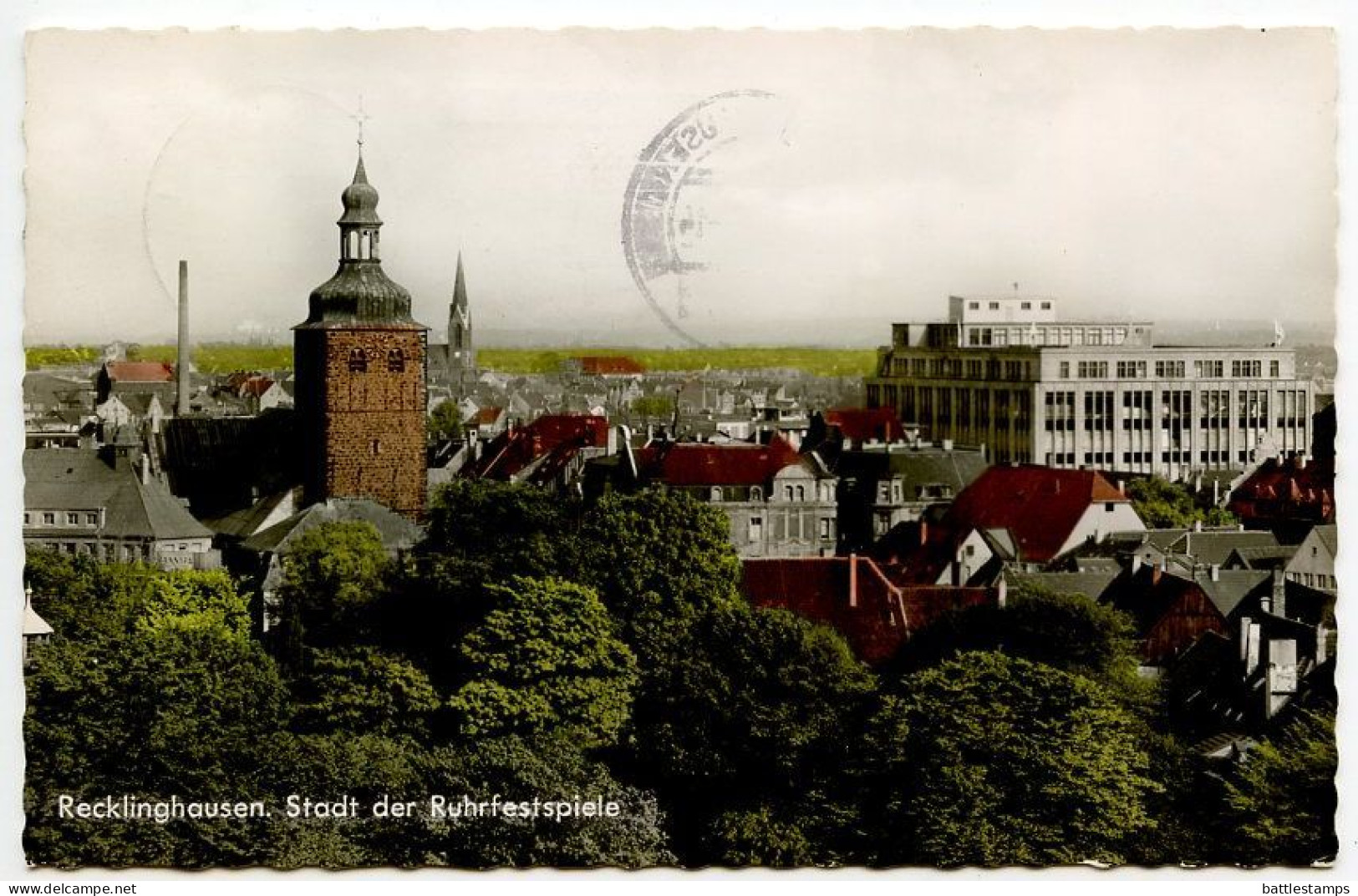 Germany, West 1963 Postcard Recklinghausen - Stadt Der Ruhrfestspiele; Slogan Cancel; 15pf. Martin Luther Stamp - Recklinghausen