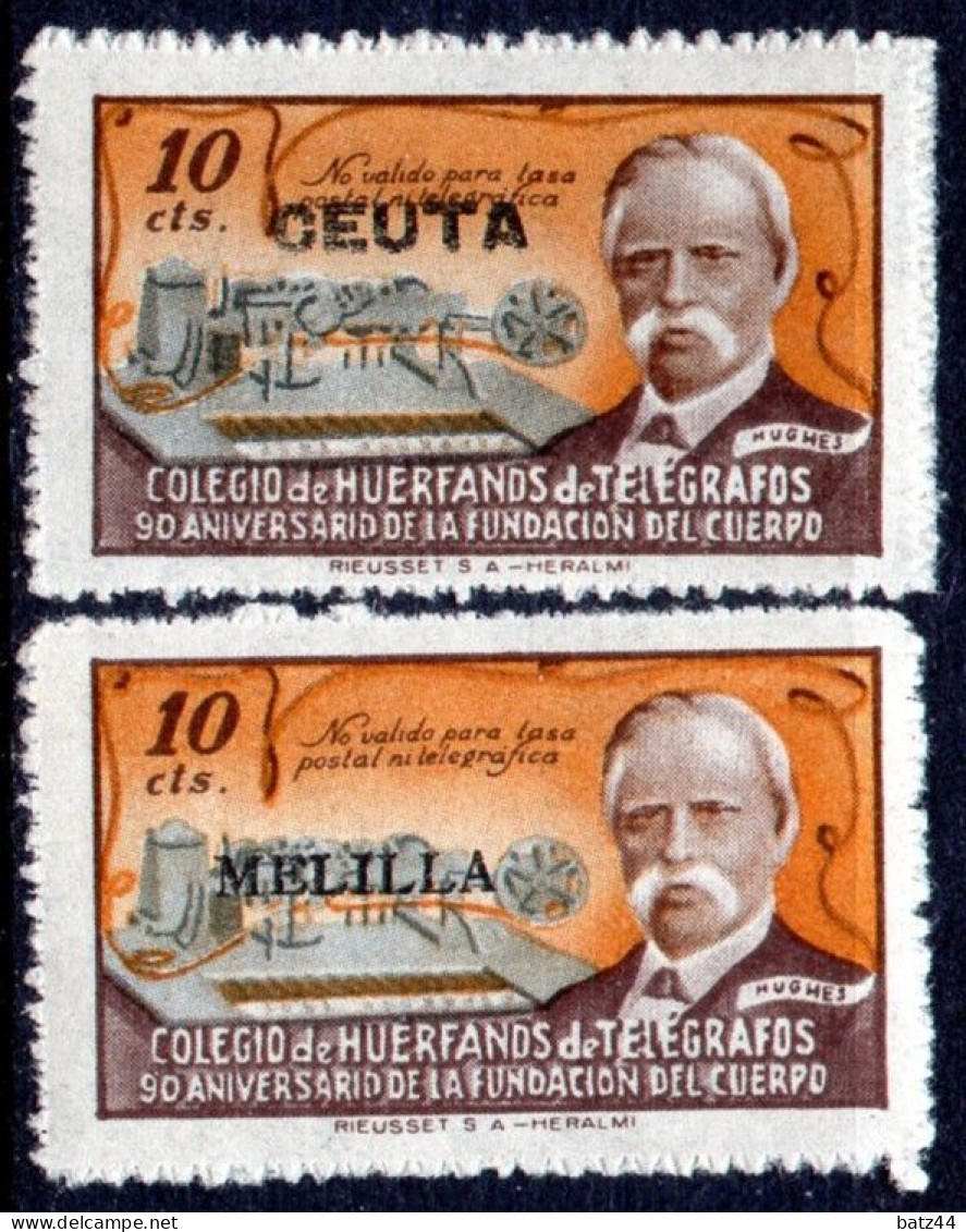 Espagne Bienfaisance COLEGIO De HUERFANOS De TELEGRAFOS Overprint Surchargé Melilla Ceuta - Liefdadigheid