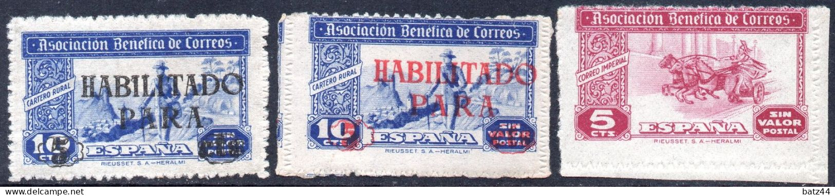 Espagne Bienfaisance ASOCIACION BENEFICA Surchargé Overprint HABILITADO PARA - Bienfaisance