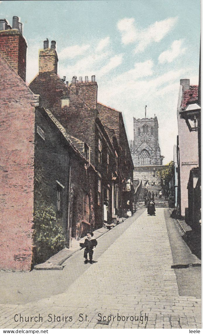 CC56. Vintage Shureys Postcard. Church Stairs Street. Scarborough, Yorkshire - Scarborough
