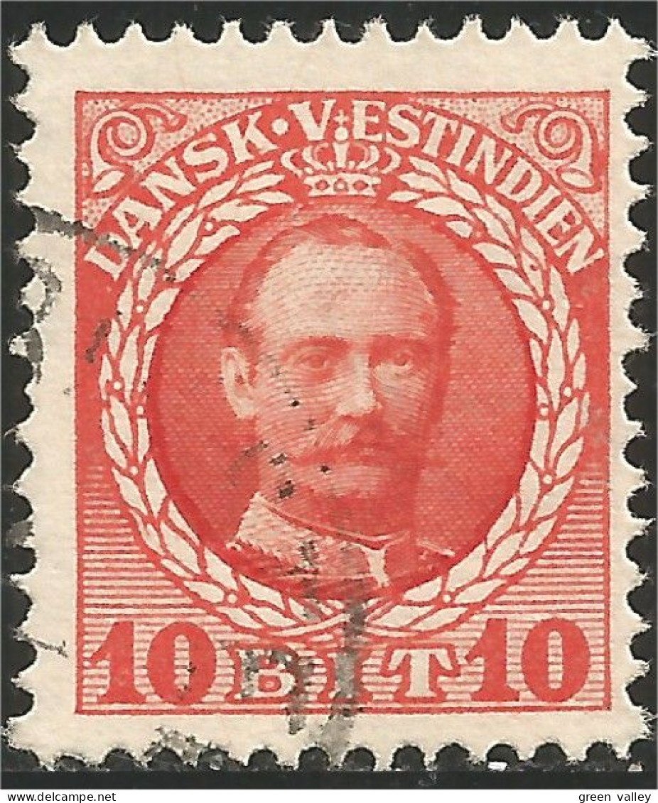 312 Danish West Indies Frederic VIII 1907 10 Ore Rouge Red (DWI-51) - Dänisch-Westindien