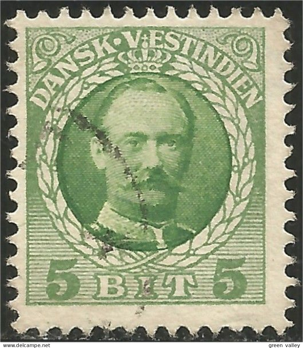 312 Danish West Indies Frederic VIII 1907 5 Ore Green Vert (DWI-35) - Danish West Indies