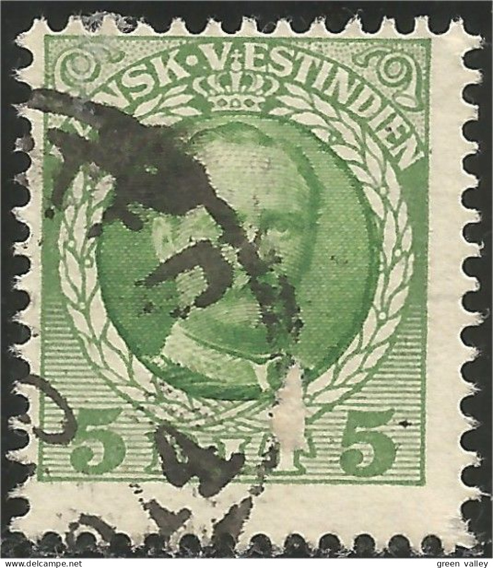 312 Danish West Indies Frederic VIII 1907 5 Ore Green Vert (DWI-37) - Danish West Indies