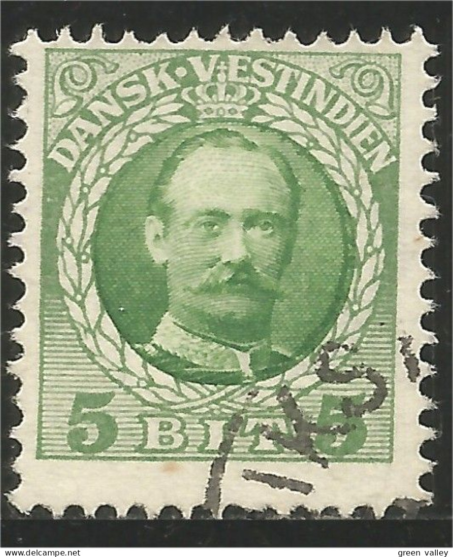 312 Danish West Indies Frederic VIII 1907 5 Ore Green Vert (DWI-32) - Danish West Indies