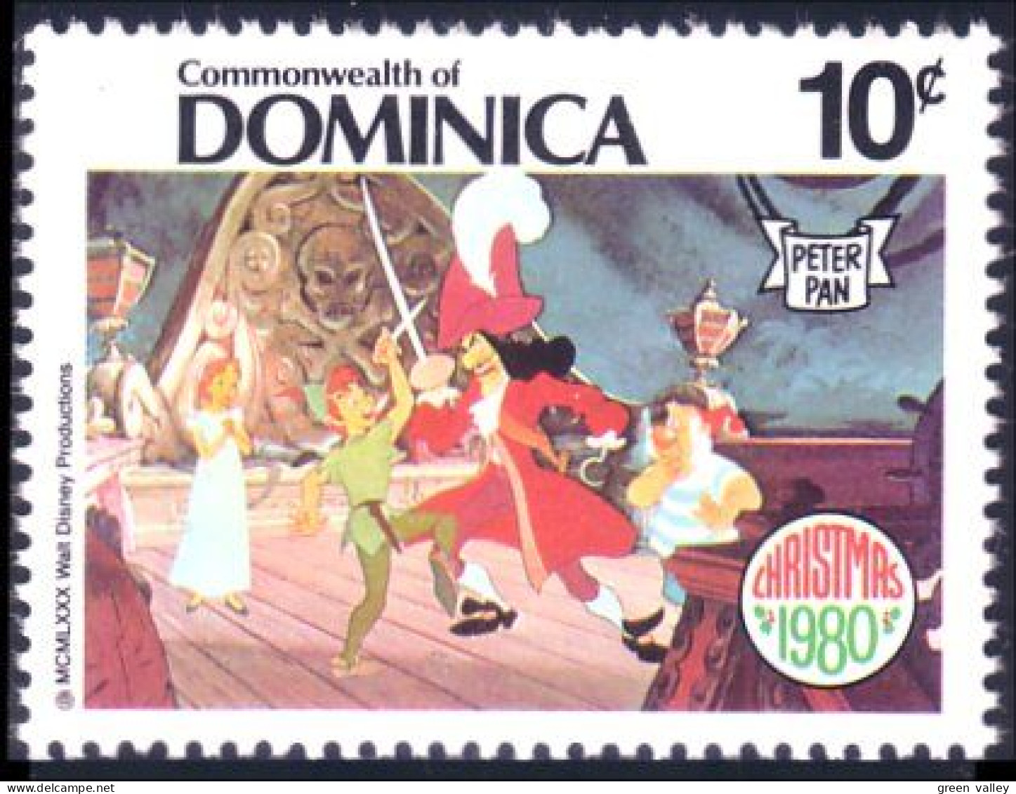 308 Dominica Disney Peter Pan Capitaine Crochet Captain Hook MNH ** Neuf SC (DMN-54a) - Dominique (1978-...)
