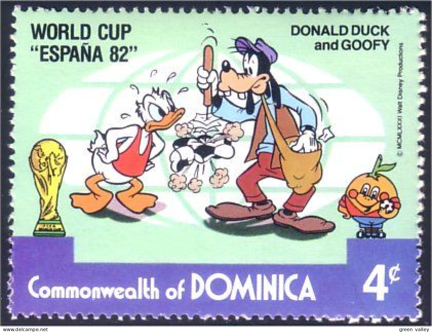 308 Dominica Disney Espana 82 Football Goofy Dingo Donald MNH ** Neuf SC (DMN-45a) - Dominique (1978-...)