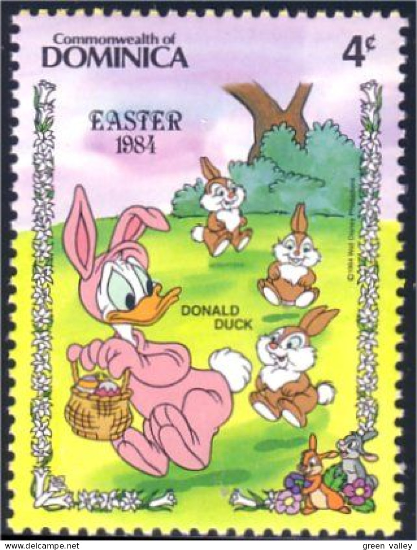 308 Dominica Disney Donald Easter Rabbit Lapin Paques MNH ** Neuf SC (DMN-31b) - Hasen