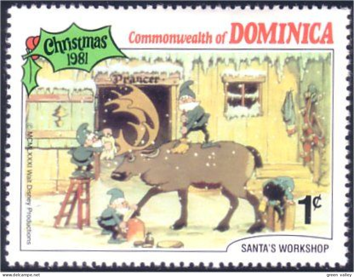 308 Dominica Disney Santa Claus Reindeer Renne Père Noel MNH ** Neuf SC (DMN-22b) - Natale