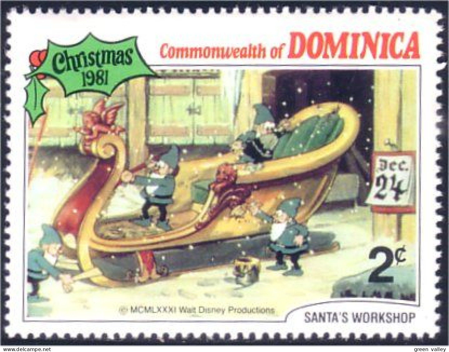 308 Dominica Disney Santa Claus Sleigh Traineau Père Noel MNH ** Neuf SC (DMN-23a) - Dominique (1978-...)