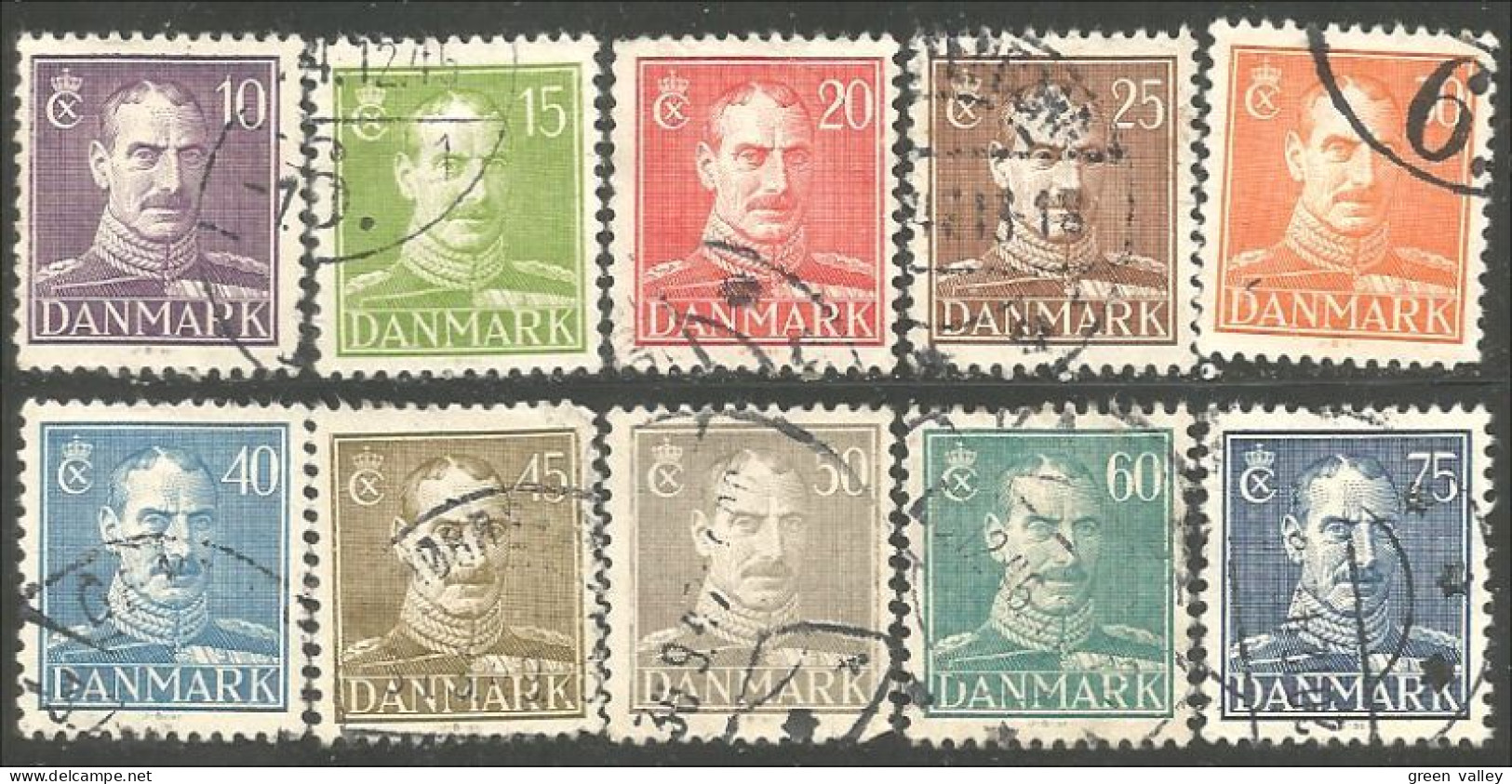 300 Denmark 1942-46 Christian X 10 Differents (DMK-82) - Gebraucht