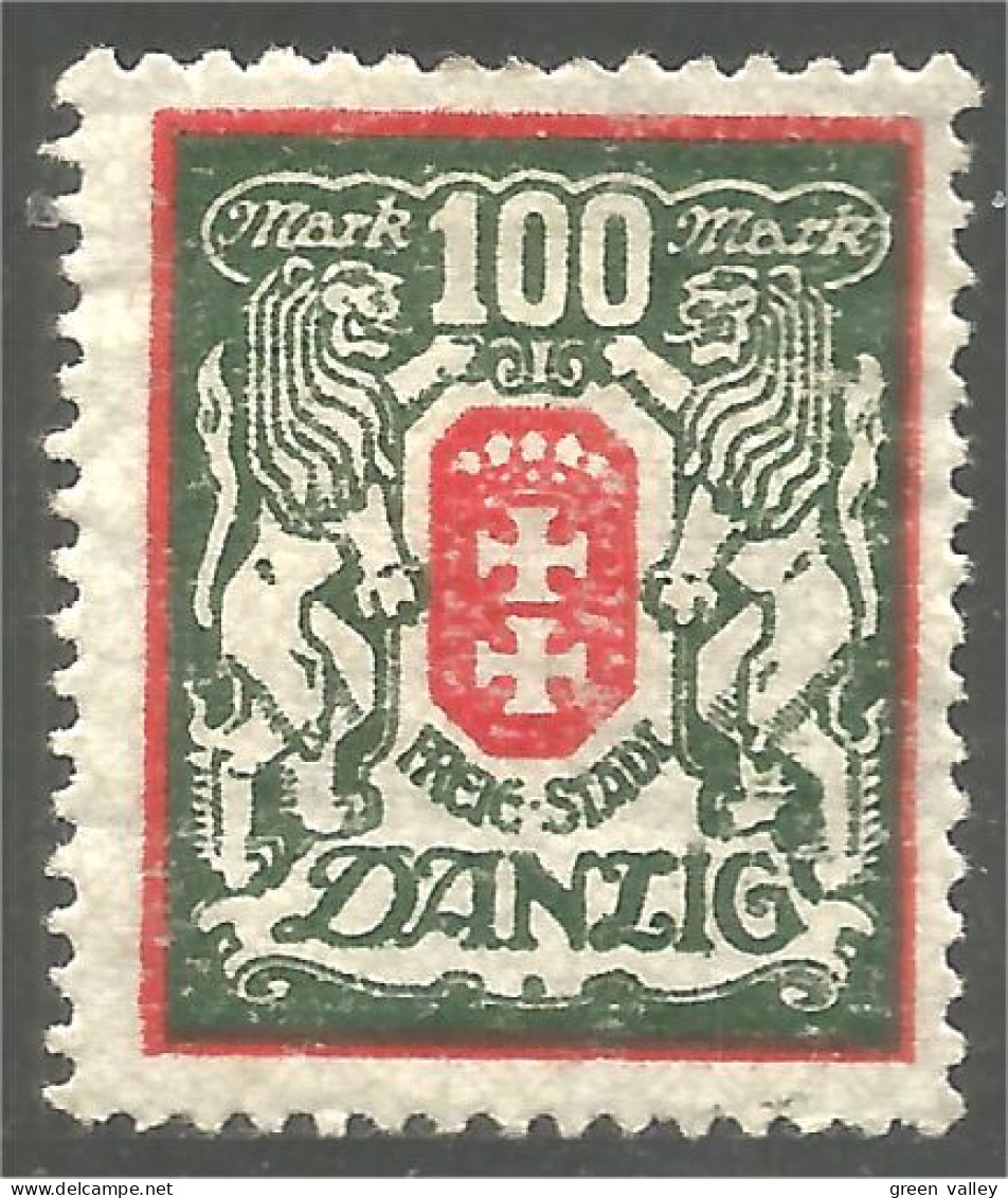 296 Danzig 1923 Armoiries Coat Of Arms Lion Lowe Leone MH * Neuf CH (DAN-53) - Briefmarken