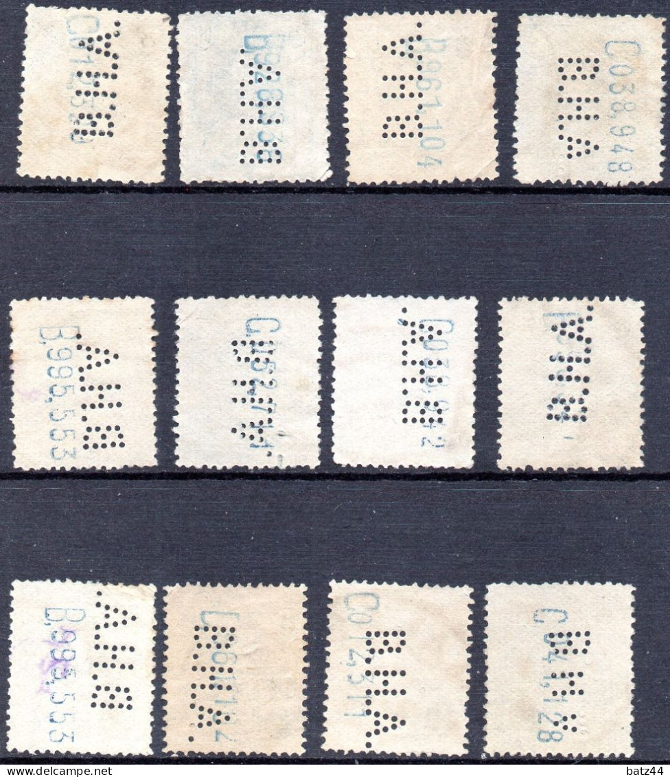 ESPAGNE 12 Timbres Oblitéré Sans Charnière Perforé Perfin Tout état (voir Scan Pour Description) - Usados