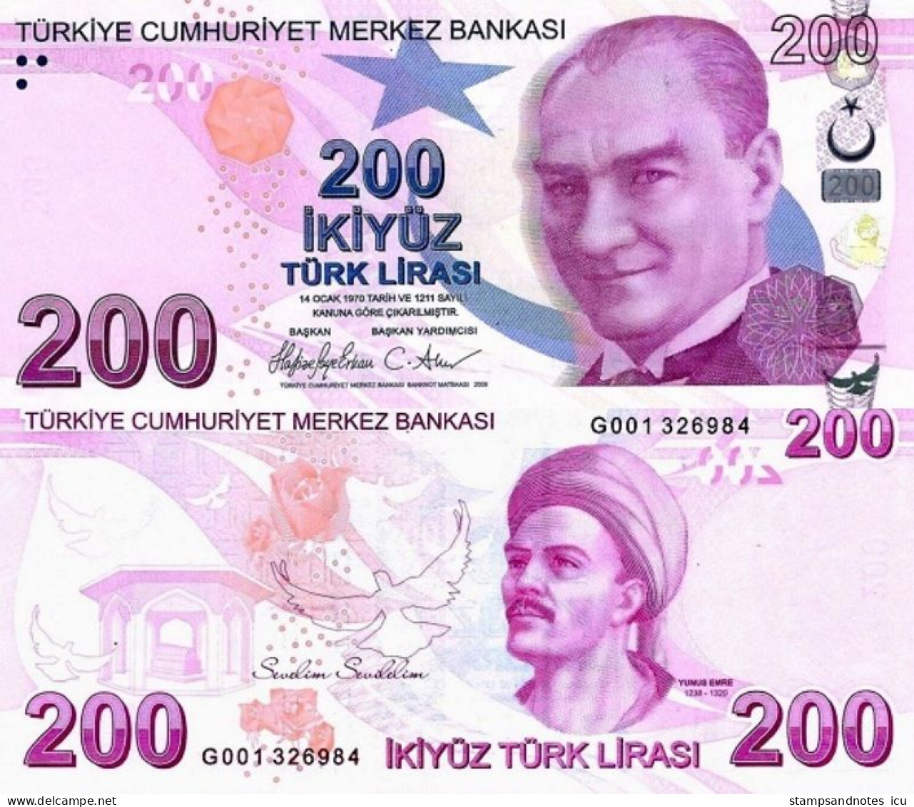 TURKEY 200 Lirasi L. 1970 / 2009 P 227 F UNC - Turkey