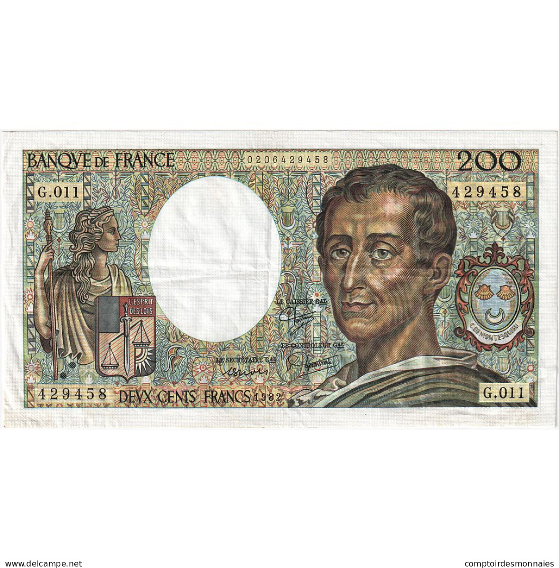 France, 200 Francs, Montesquieu, 1982, G.011, TTB, Fayette:70.2, KM:155a - 200 F 1981-1994 ''Montesquieu''