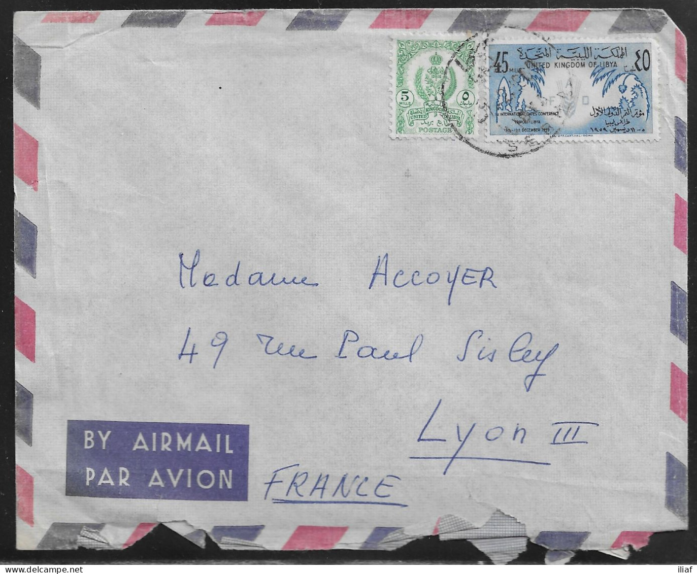 Libya. Stamps Sc. 156, 185 On Air Mail Letter, Sent From Sebha, Libya At 21.12.1960 To France. - Libia