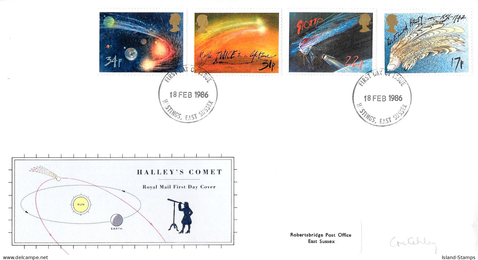 1986 Halley's Comet Addressed FDC Tt - 1981-1990 Em. Décimales