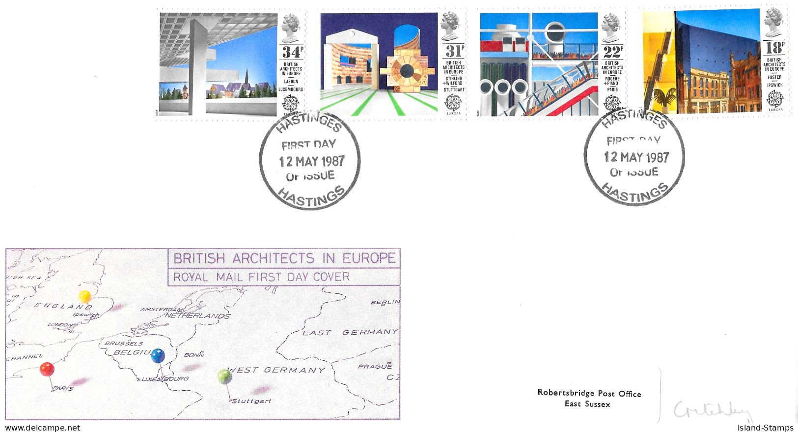 1987 Architecture Addressed FDC Tt - 1981-1990 Em. Décimales