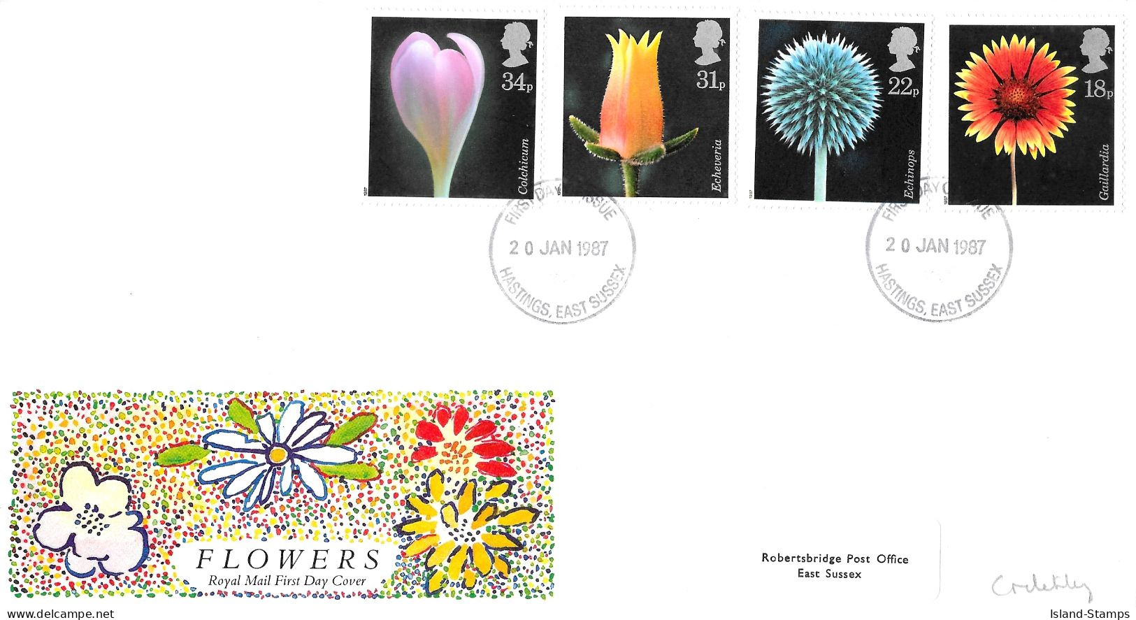 1987 Flowers Addressed FDC Tt - 1981-1990 Decimal Issues