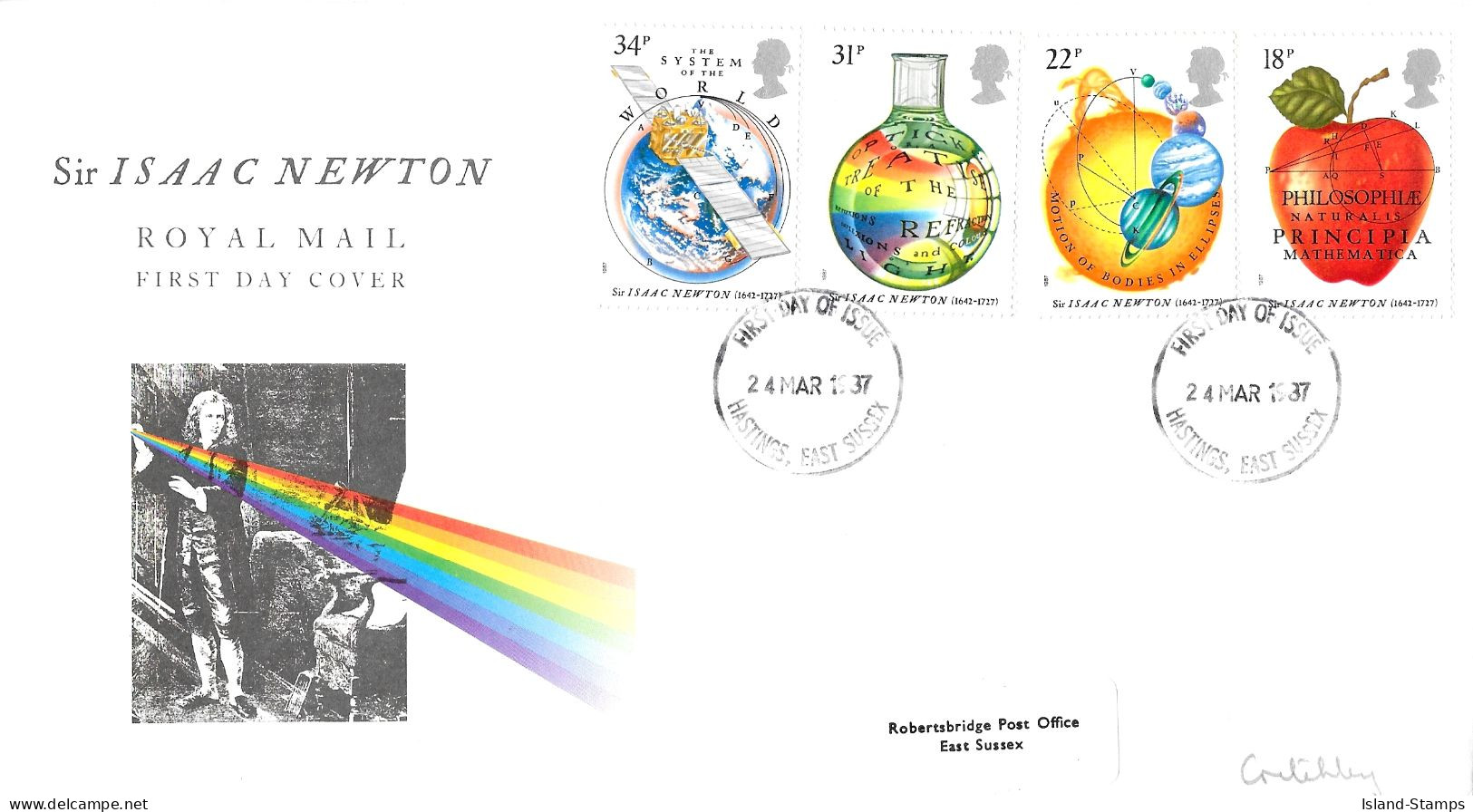 1987 Isaac Newton Addressed FDC Tt - 1981-1990 Em. Décimales
