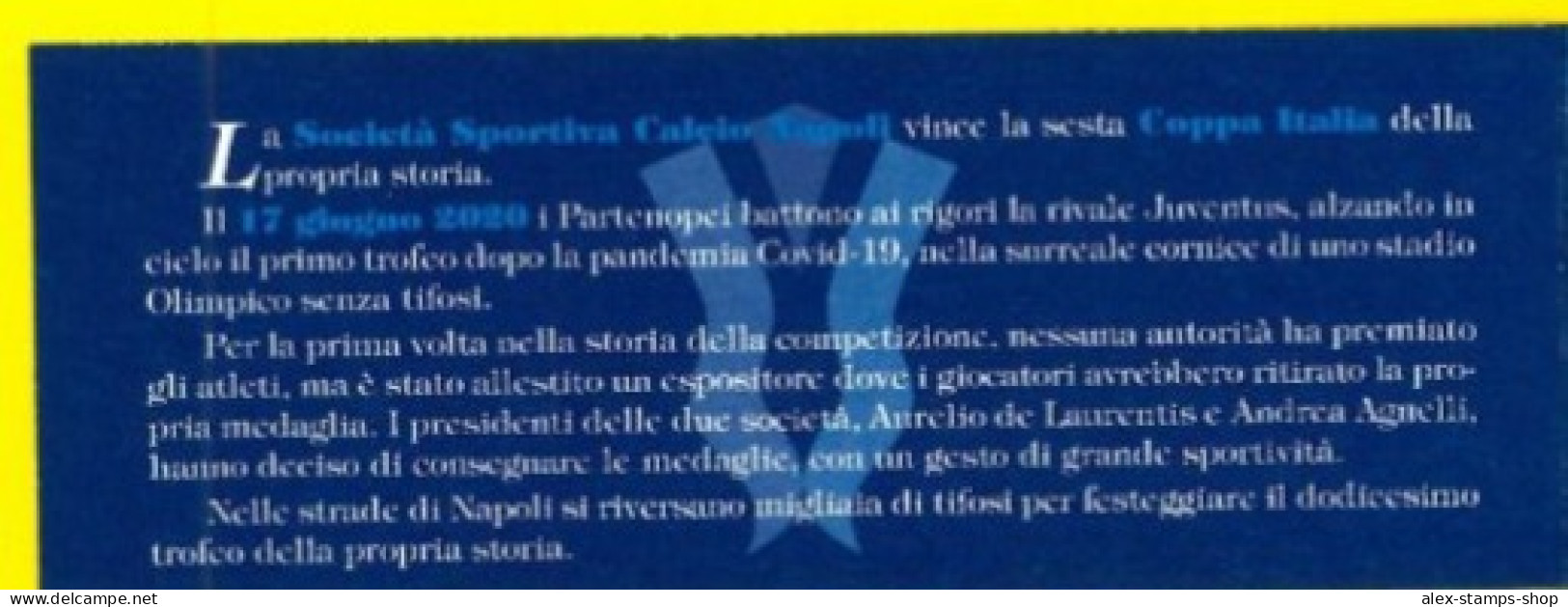 ITALIA 2020 NEW BOOKLET NAPOLI FOOTBALL CLUB NUOVO NUMERATO COPPA ITALIA - Carnets