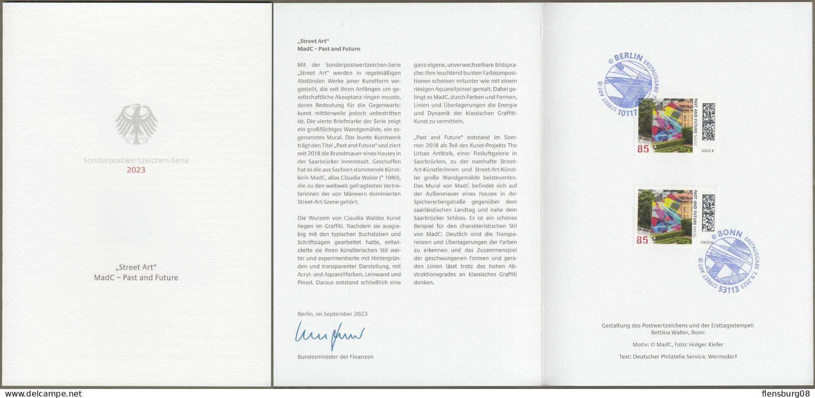 Bund: Minister Card - Ministerkarte Typ VII , Mi-Nr. 3783 ESST: " Street Art: MadC - Past And Future " - Brieven En Documenten
