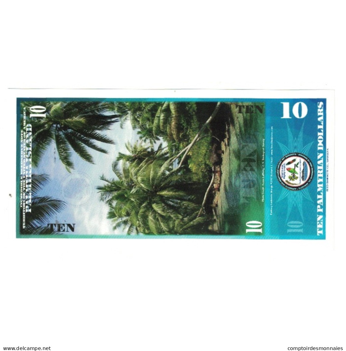 Billet, États-Unis, 10 Dollars, 2018, 2018-01-01, PALMYRA ISLAND, NEUF - Zu Identifizieren