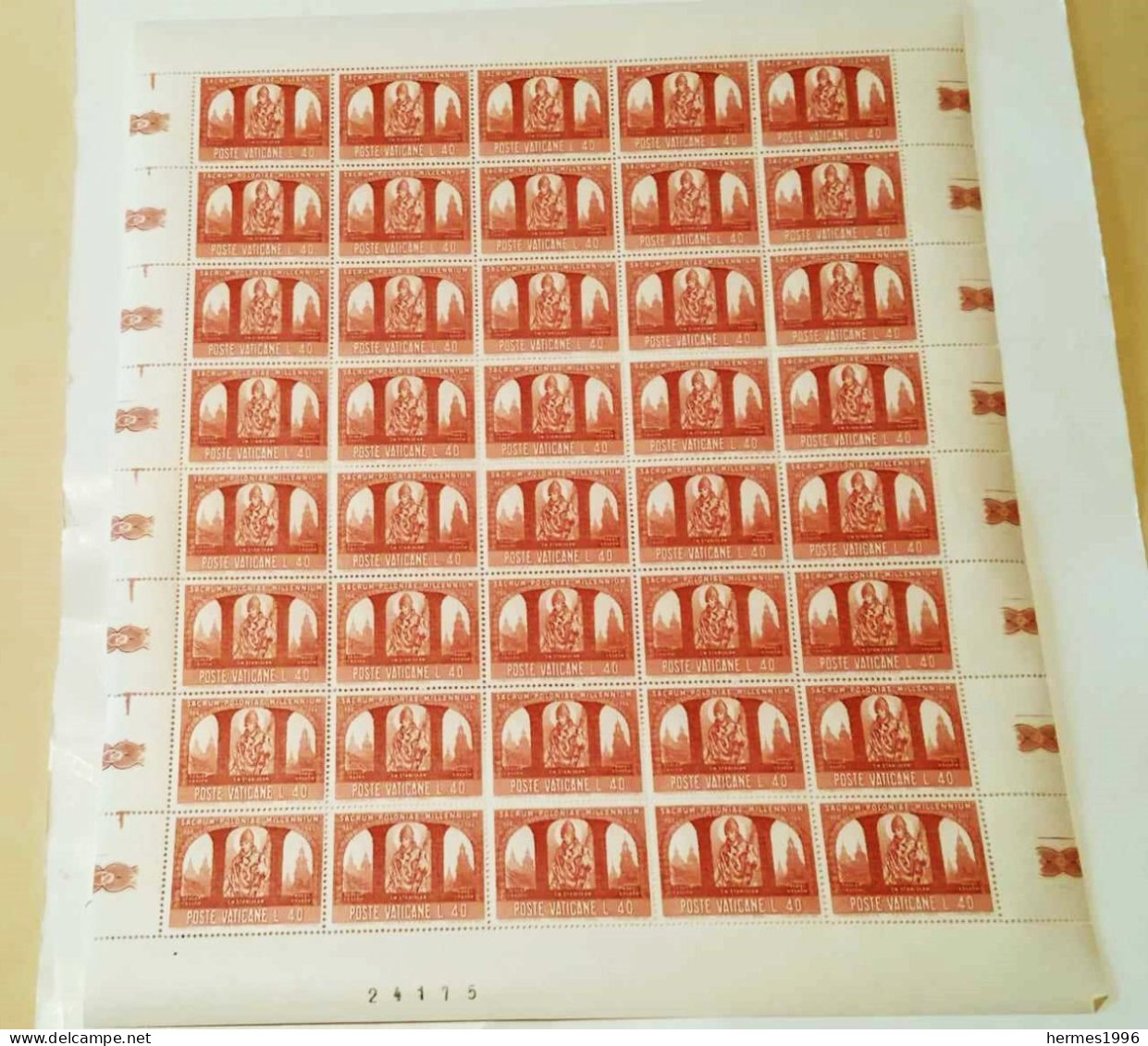 VATICANO    FOGLIO  INTERO   ANNO  1966    L. 40 - Unused Stamps