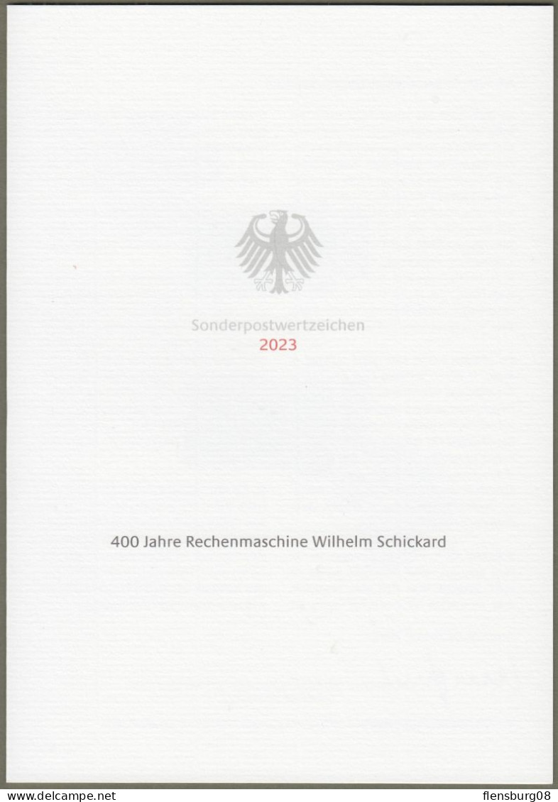 Bund: Minister Card - Ministerkarte Typ VII , Mi-Nr. 3786 ESST: " 400 Jahre Rechenmaschine Wilhelm Schickard " - Storia Postale